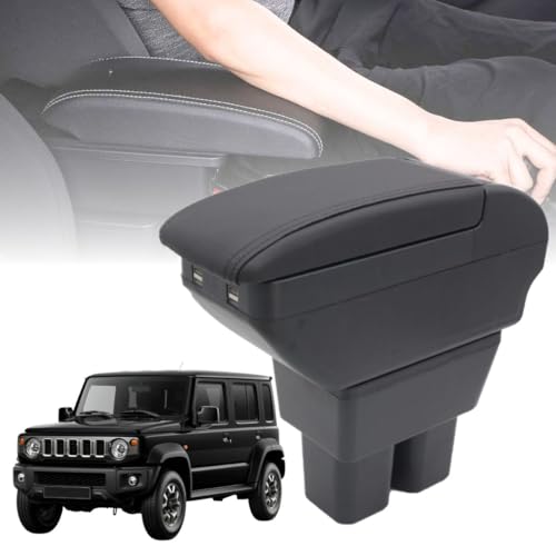 TRX AUTO Paded Armrest Storage Box With Double Layer Organizer For Suzuki Jimny 5 door 2024 2023 2022 2021 | For JB64 JB74 Suzuki Jimny Accessories | (With Center Switches)
