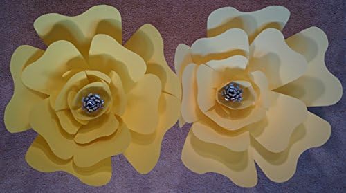 Jumbo Paper Flower Kit, 18" Diameter, Big Bloom Heart Shape Petal, in Light Yellow, or Dark Yellow.