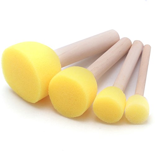 Meolin 4Pcs/set Children Painting Brush Yellow Mushroom Head Seal Sponge Wooden Handle Paint Tool - Thumbnail 2