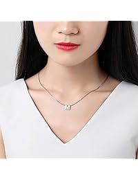Candyfancy - Collar con colgante de letra A a Z, plata de ley 925