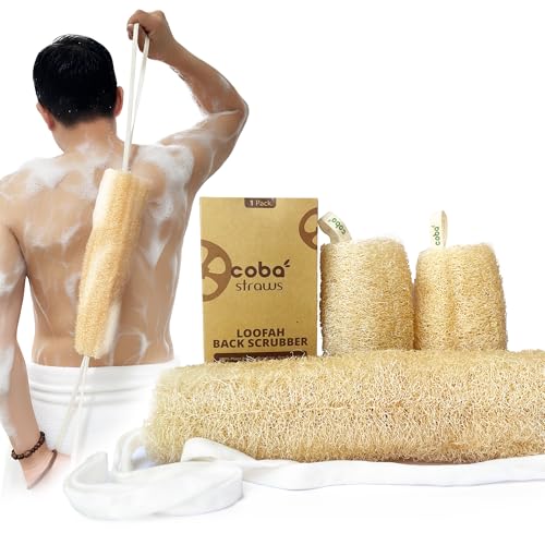 Coba Straws Natural Loofah Exfoliating Back & Body Scrubber Set | 40