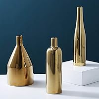 Purzest for Her,Decor Vases Set,Gold Metallic Vase, Set of 3