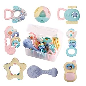 WISHTIME Baby Rattles Teether Baby Toys – Newborn Toys Rattle Musical Toy Set Shaker Grab and Spin Early Educational…