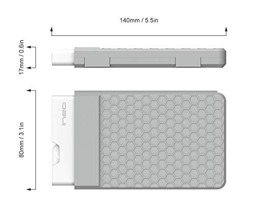 ineo USB 3.1 Gen 2 Type C (10Gbps) Tool-Less External Hard Drive Enclosure for 2.5 inch 9.5mm & 7mm SATA HDD SSD USB-C Screwless (USB 3.1 Gen2 Type C) [C2578c] - Thumbnail 6