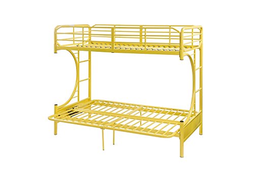 Major-Q 7002091yl Yellow Modern Metal Tube Supported Twin Futon Bunk Bed with Built-in Ladders & Full Length Guard Rails - Thumbnail 3
