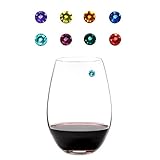 Simply Charmed Magnetic Wine Charms, The Vibrant Collection Set of 8 Glass Markers