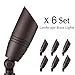 H&A Solid Brass Landscape Spotlight Pack of 6 Outdoor Lights 12V Low Voltage with Spike Stand