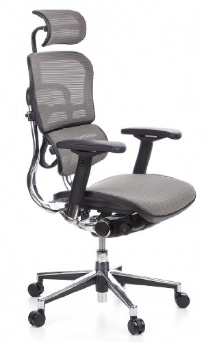 Sedia-Girevole-Ergohuman-Tessuto-Netto-Grigio