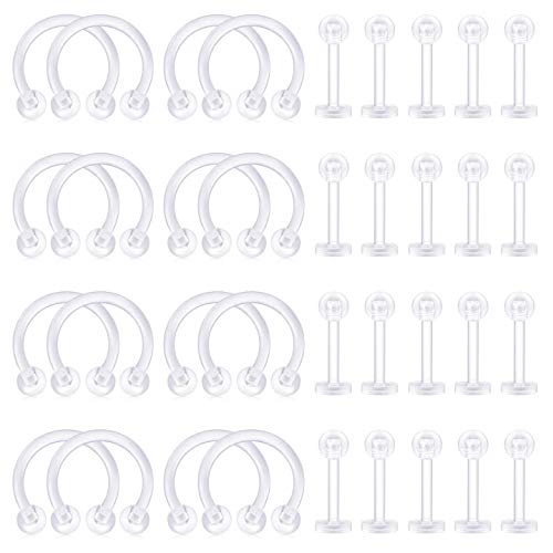 incaton Clear Lip Bars Bioflex 16G Labret Bars 1.2mm Eyebrow Piercing Flexible Monroe Medusa Piercing Jewellery Cartilage Helix Tragus Piercing