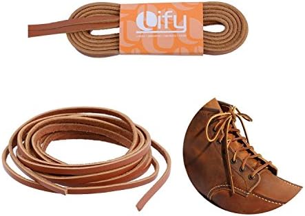 Lify Tan Color (Light Brown) Leather shoe laces/leather String/work boot laces/hiking boot laces (Shoelace) 1 Pair