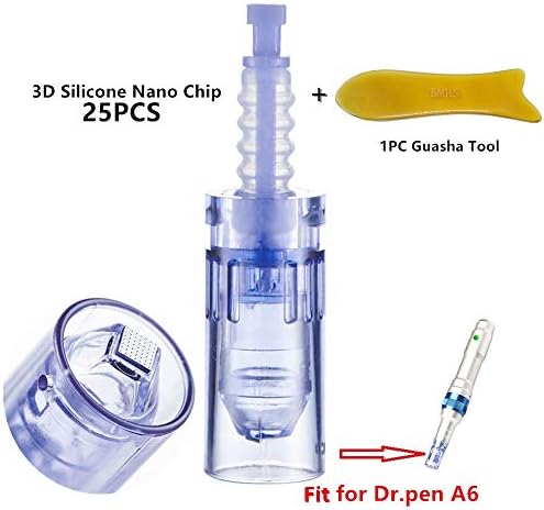 Med SPA Care Ultima A6 Pen Replacement Parts - 50pcs Dr.pen Cartridges Fit for Dr pen A6, plus 1 piece 25ml Rose FWhitening Moisturizing Facial Mask w/ 1 vial 1.5ml Rose Serum (Round Nano 50-Pack)