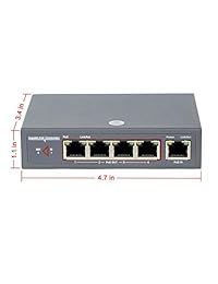 Centrropower   Conmutador POE Gigabit de 4 puertos, enchufe de alimentación a través de Ethernet (60 W, carcasa metálica de 2,80at) (POE EX2005 60W)