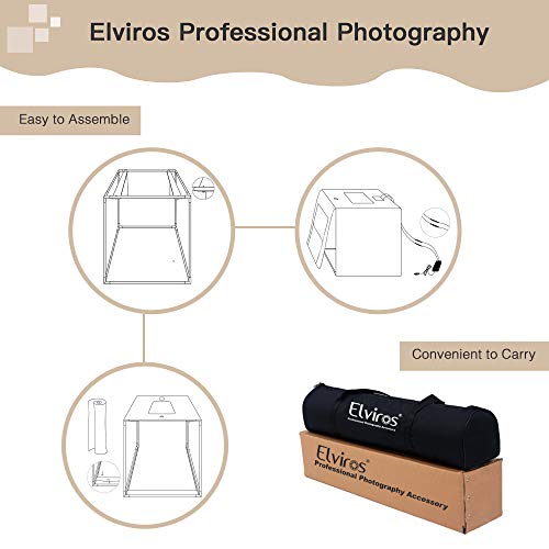 Photo Light Box, Elviros Professional 24''x24''x24'' Portable Photo