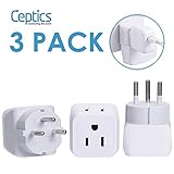 Israel, Palestine Travel Adapter Plug by Ceptics with Dual Usa Input - Type H (3 Pack) - Ultra Compact- Safe Grounded Perfect for Cell Phones, Laptops, Camera Chargers and More (CT-14)