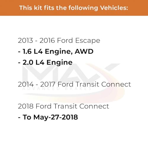 MAX Advanced Brakes - Brake Kit For 2013-2016 Ford Escape (AWD Models), 2014-2018 Ford Transit Connect| Carbon Ceramic Brake and Rotor Kit Front and Rear| OE Replacement Brake Rotors