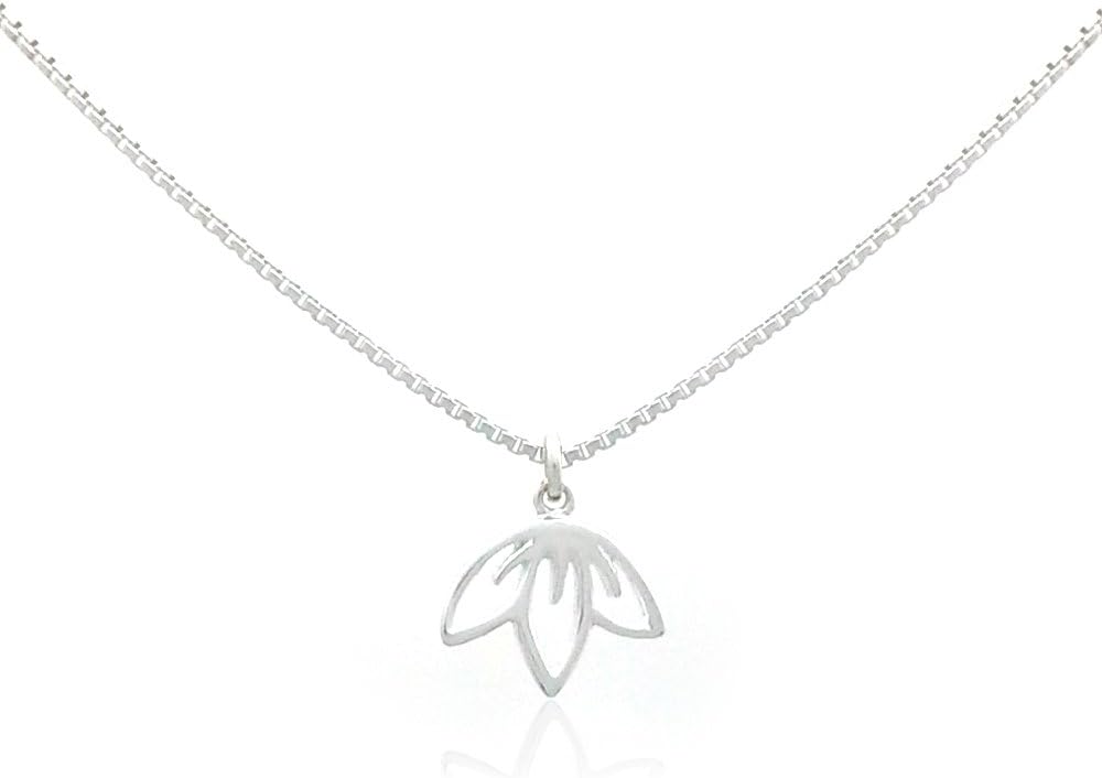 ArgentaSupplies Sterling Silver Cherry Blossom Charm Pendant Necklace, 18"