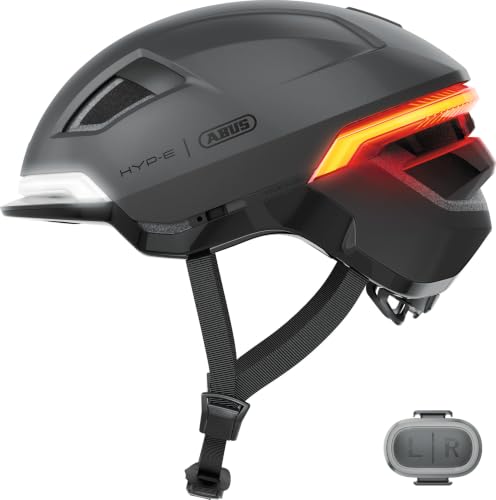 Casco para bicicleta HYP-E, casco con luz delantera, luz trasera e intermitente, también apto para ciclismo en e-bikes y S-pedelecs, para adolescentes y adultos, talla S, gris