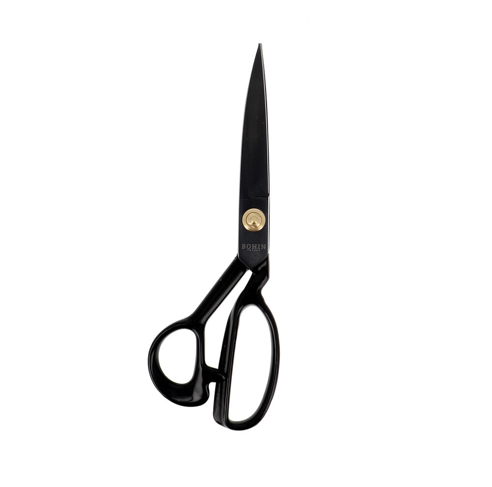 BOHIN France - BOHIN France High-Carbon Steel Black (23cm) Professional Tailoring Scissor with Rubber Coated Handle - 1 Piece