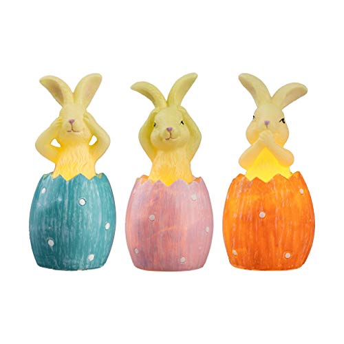 Easter and Spring Décor,Vanthylit Set of 3 LED Bunnies Figurine Statue