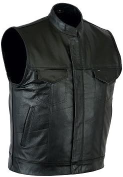Mens Real Leather Biker Style New SONS of Anarchy Waistcoat Genuine Leather (S) Black