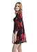 Floral Kimono For Women, Light Chiffon 3/4 Sleeves Beachwear Cover Up Robe Cardigan Bikini Dress(Black&Red,L)