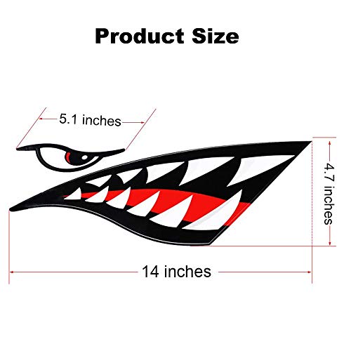 2 Pieces Kayak Stickers Shark Teeth Mouth Decals Waterproof for Fishing Boat Canoe Car Truck Kayak Graphics Accessories