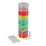 GMS 7 Day Stackable Rainbow Pill Reminder with Extra Lid - Medium Size Pill Organizer