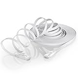 TBMax Cat 6 Ethernet Patch Cable Flat 25ft,Fast Ethernet than Cat5e/Cat5 Bandwidth,Short Network Cat6 Cable Patch,25 ft Slim Internet Cable Computer/Gaming Ethernet Cord Snagless RJ45 Connectors White