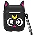 Logee Black Sailor Moon Case for Apple Airpods 1&2,Cute Character Silicone 3D Funny Cartoon Airpod Cover,Soft Kawaii Fun Cool Animal Skin Kits with Carabiner,Unique Cases for Girls Kids Women Air pods