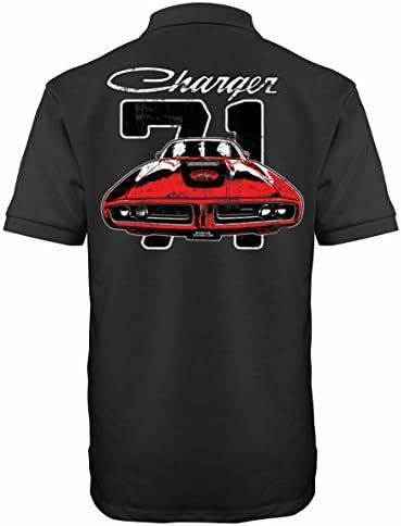 Velocitee Speed Shop Mens Polo Shirt Genuine Licensed Classic Dodge Charger 1971 Muscle Car A21141