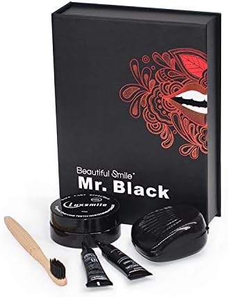Mr. Black Pro Teeth Whitening Kit, 7 PCS, Activated Charcoal, 100% Natural, Gently Removes Stubborn Stains from Tobacco, Wine, Coffee for Longer Lasting Results