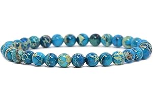 ANGELSTONES Handmade Gem Semi Precious Gemstone 6mm Round Beads Stretch Bracelet 7" Unisex