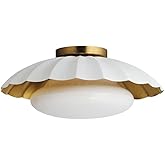 Maxim Primrose - 1 Light Flush Mount-6.75 Inches Tall and 16 Inches Wide-Matte White/Gold Leaf Finish