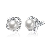 Iumer New Design Rose Pearl Earrings Stud Cubic Pearl Stud Earrings For Women Jewelry