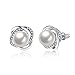 Iumer New Design Rose Pearl Earrings Stud Cubic Pearl Stud Earrings For Women Jewelry