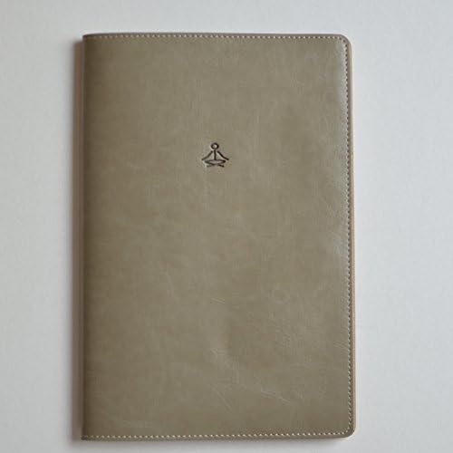 Premium Leather Memo Pad Cover & Holder Note Cover - seated meditation, Sukhasana symbol (light grey)