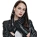 Womens Classic Touchscreen Texting Leather Gloves, Fleece Lining Warm Winter Gloves for Women