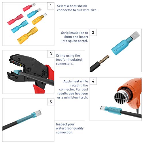 image for E-VOLT Female Spade Crimp Connector– 80 PC Quick Disconnect Waterpro