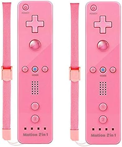 TheMaxยฎ WII U Remote Console Joystick Controller X2 Built in Motion Plus 2 in 1 Remote Multi Player Compatible with Nintendo Wii U Games Controller + FREE SILICONE COVER AND STRAP (Hot Pink)