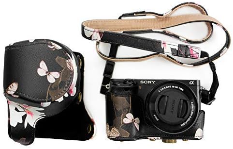 Amazon Kinokoo Sony ソニー ミラーレス一眼 A5000 A5100 A6000 A6300 Nex 6 専用カメラケース カメラバッグ Puレザー 人工革 軽量 おしゃれ 高品質puレザー 全面保護型 三脚穴付き ショルダーストラップ付き 斜めかけ カラフル 女性用 A6000 A6300 Nex 6 ブラック
