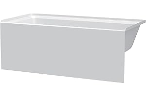 Fine Fixtures Acrylic, Fiberglass Alcove Soaking Bathtub with Integral Apron Front in Glossy White - Right Hand Drain, 60" x 30"
