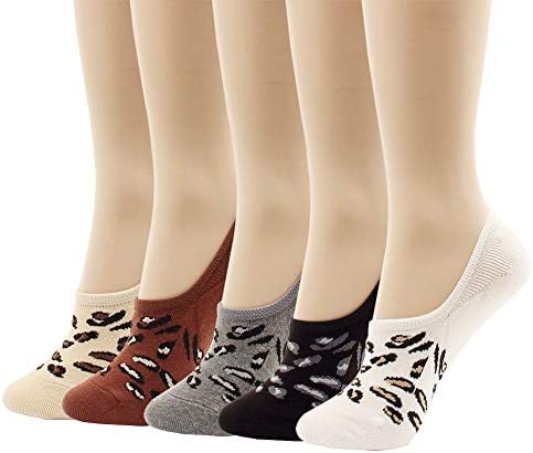 WOWFOOTWomen Animal Design No-Show Casual Liner Socks Character Print Non Slip Flat Boat Line 4 Pair