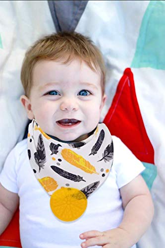 Teething Bib, AOKE Baby Bandana Drool Bibs and Teether Toys Made with 100% Organic Cotton for Boys and Girls, Super Absorbent Hypoallergenic Bibs Baby Shower Gift (3PACK)
