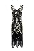 Metme Women's 1920s Vintage Flapper Fringe Beaded Great Gatsby Party Dress, Black, Small