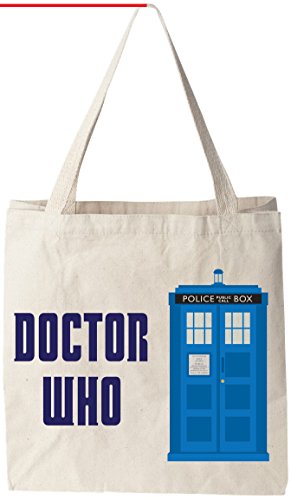 Doctor Who (BBC) - Natural Cotton Canvas Tote Bag 12 Oz (11â€X14â€X5â€) Reusable Ideal for Groceries, Shopping, School and Office Use