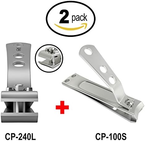Bundle of 2 Items: CP-240L 4mm Wide Jaw Straight Blade Nail Clipper + CP-100S ClipPro Jr. Nail Clipper (2 Pack)