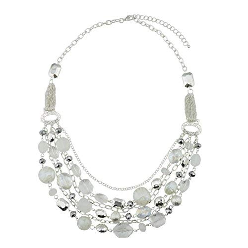 Bocar 4 pcs Multilayer Chain Crystal Colored Glaze Statement Women Necklace (NK-10061-1 set)