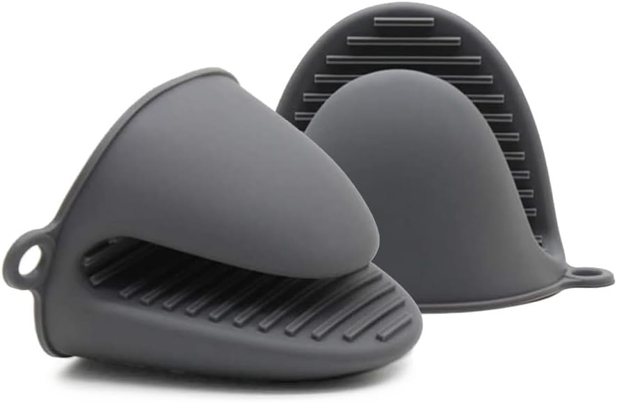 PAIDASHU Thick Silicone Oven Mitts Grey 2 Pack Heat Resistant Pot Holders