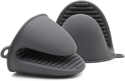 PAIDASHU Thick Silicone Oven Mitts Grey 2 Pack Heat Resistant Pot Holders