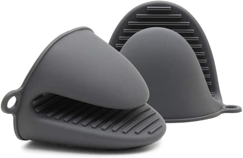 PAIDASHU Thick Silicone Oven Mitts Grey 2 Pack Heat Resistant Pot Holders